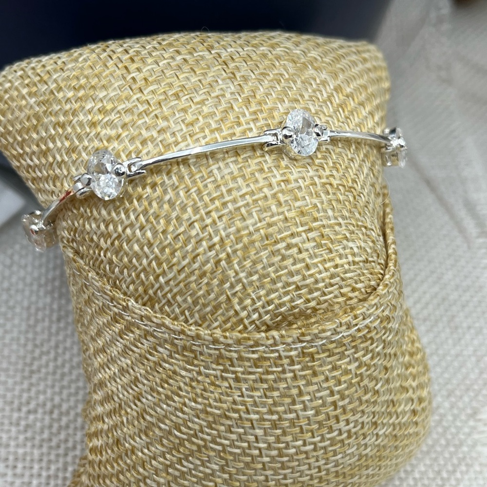 Vintage Sterling Silver CZ Link Bracelet – 925 Stamped – 7"-7.25", 8g - Picture 12 of 17